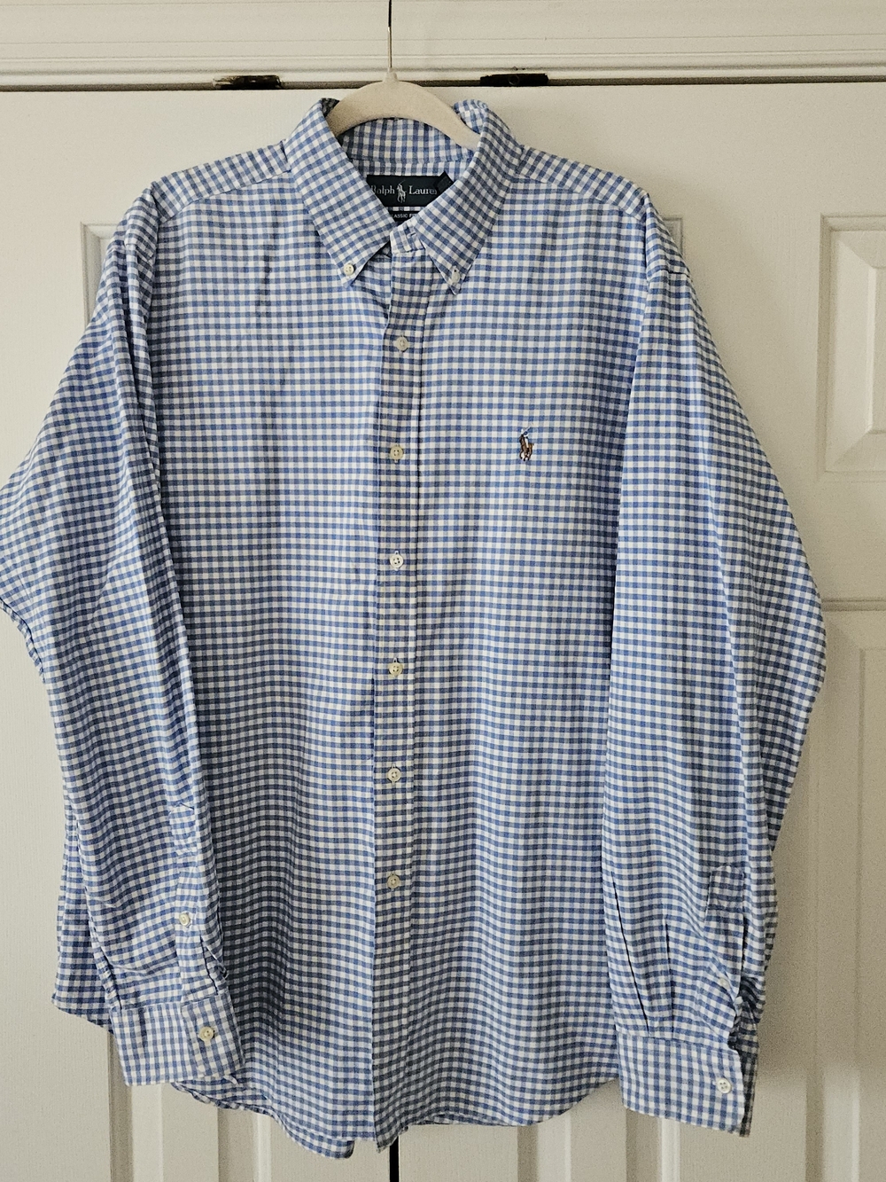 Ralph Lauren Flesh Pony Classic Men's XL Blue/White Check Long Sleeve ButtonDown